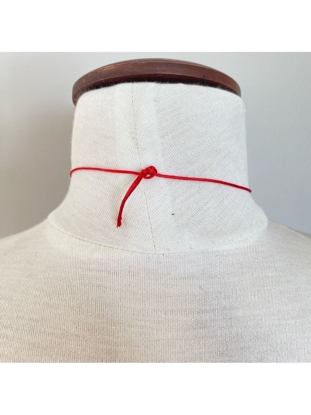 Genuine Jade 1 inch Circle Donut Necklace on red string - Picture 4 of 5